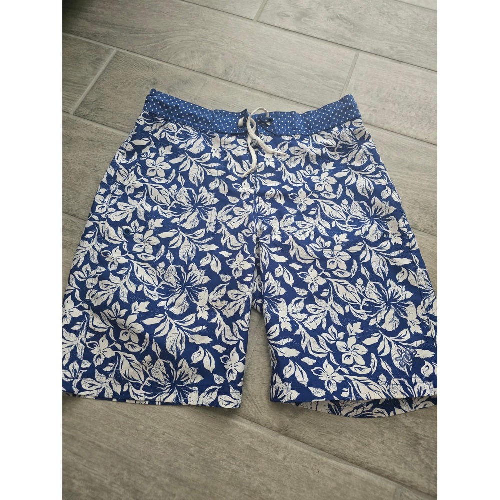 UV Skinz Blue and White Floral Swim Trunks Board Shorts Beach Pool XS Men's Teen